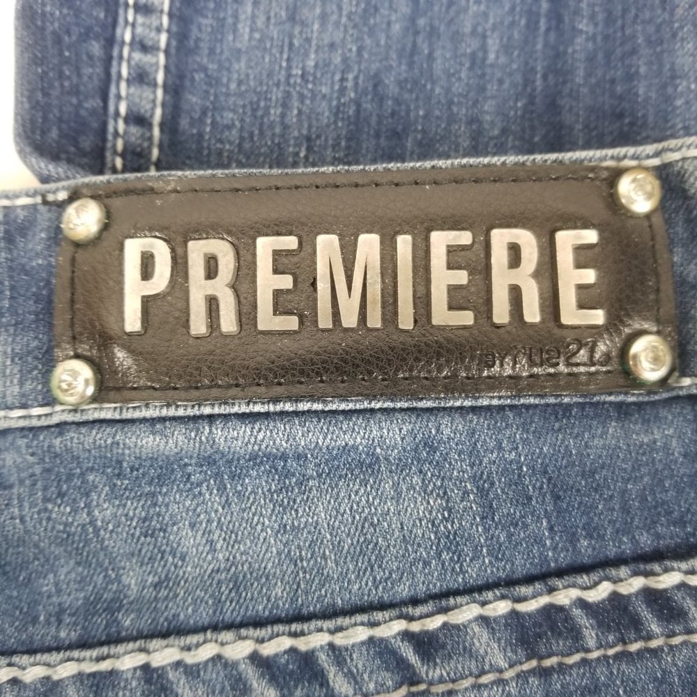 PREMIER by RUE21 Jeans Size 1/2 Slim Boot Cut Cross on Right Leg - Picture 5 of 9